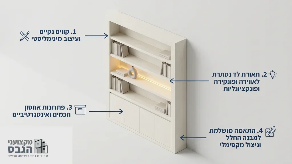 ספריות גבס לסלון בעיצוב מודרני ויוקרתי